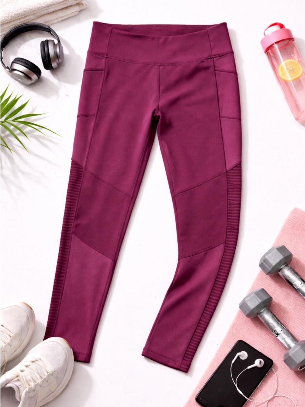Fabletics Free2B Leggings Purple XL Pocket Full Length